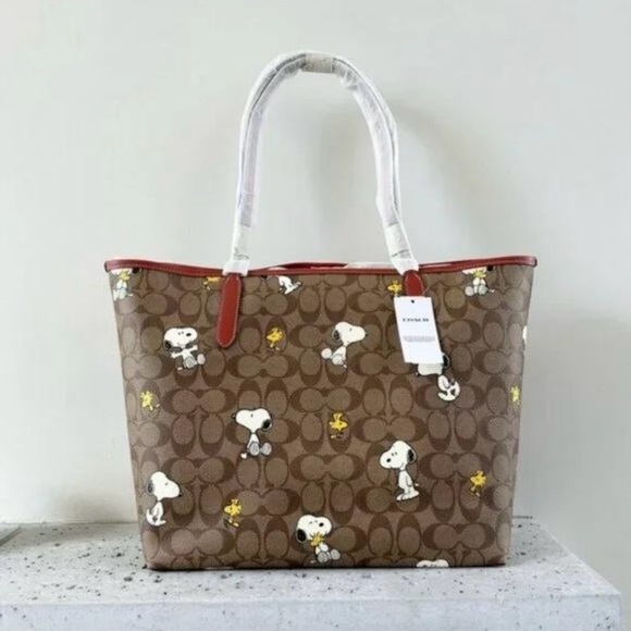 Coach Brown Snoopy Tote Bag - Picture 1 of 6
